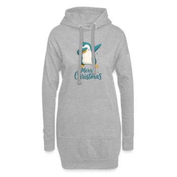 Dabbing Pinguin Merry Christmas Design - Hoodie-Kleid - Grau meliert - Vorne