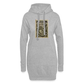 Vintage-Herz-und-Leidenschafts-Motiv - Hoodie-Kleid - Grau meliert - Vorne