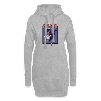 Rejouer : Retro Cat avec console de jeu - Sweat-shirt à capuche long Femme - gris chiné - Devant