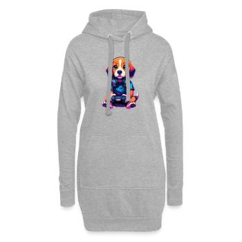 Beagle Gaming Gamer Zocken Zocker Videospiele - Hoodie-Kleid - Grau meliert - Vorne