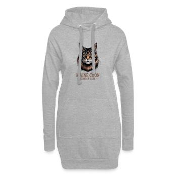 Maine Coon King of Cats – Majestätisches Katzengeschenk - Hoodie-Kleid - Grau meliert - Vorne