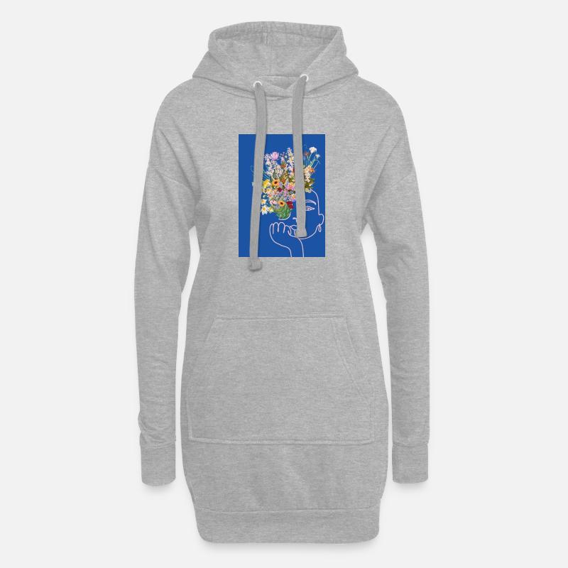 Blumenfrau - Hoodie-Kleid - Grau meliert