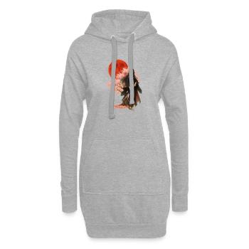 Schöne Kriegerin | Orientalisch-japanische Kunst - Hoodie-Kleid - Grau meliert - Vorne