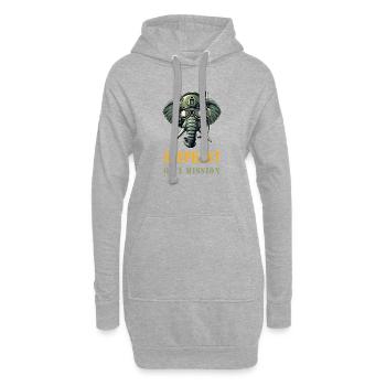 Éléphant en mission - Sweat-shirt à capuche long Femme - gris chiné - Devant