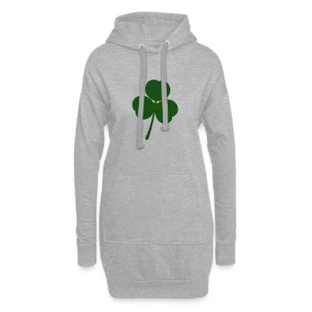 Grünes Kleeblatt Motiv Print - Hoodie-Kleid - Grau meliert - Vorne