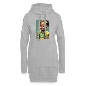 Petite Fille Afro Colorée - Sweat-shirt à capuche long Femme - gris chiné - Devant