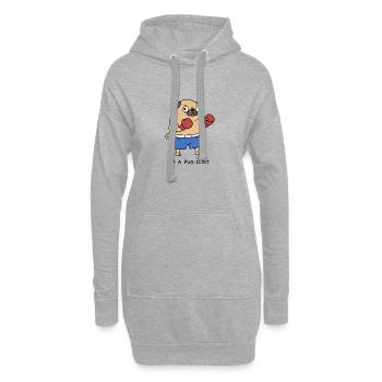 Je suis un pugiliste Boxer drôle Jeu de mots avec chien carlin - Sweat-shirt à capuche long Femme - gris chiné - Devant