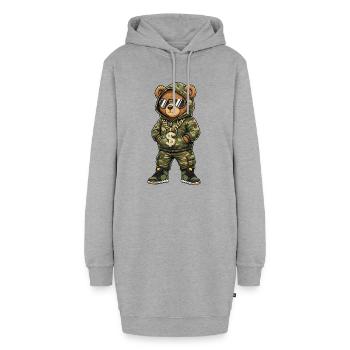 Ours en peluche camouflage avec chaîne en or - Sweat-shirt à capuche long Femme - gris chiné - Devant