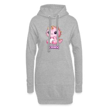 Mignonne fille Chibi de dessins animés de dinosaures T-Rex - Sweat-shirt à capuche long Femme - gris chiné - Devant