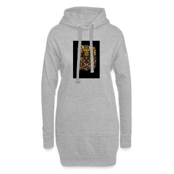 Casque en fleurs de samouraï - Sweat-shirt à capuche long Femme - gris chiné - Devant
