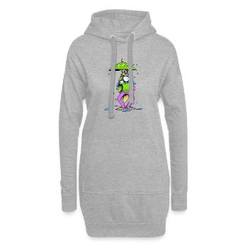 Licorne urbaine sous la pluie  - Sweat-shirt à capuche long Femme - gris chiné - Devant