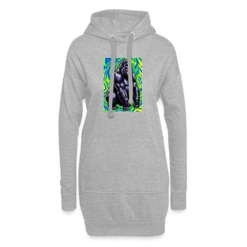 gorille - Sweat-shirt à capuche long Femme - gris chiné - Devant
