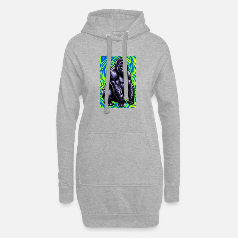 gorille - Sweat-shirt à capuche long Femme - gris chiné