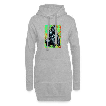 gorille - Sweat-shirt à capuche long Femme - gris chiné - Devant