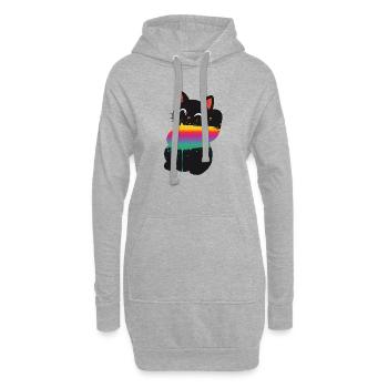 Süße Katze Regenbogen Splash Silhouette  - Hoodie-Kleid - Grau meliert - Vorne