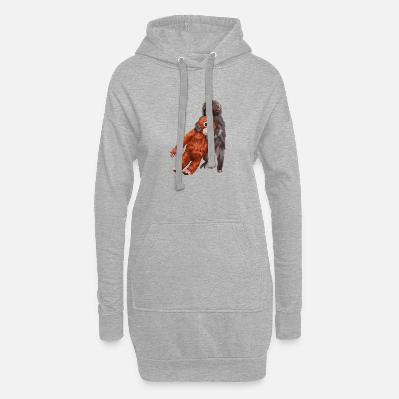 Punch Punch-Kun - Äffchen - Hoodie-Kleid - Grau meliert