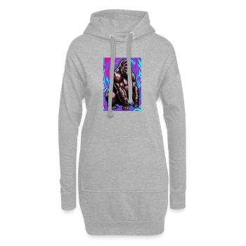 gorille - Sweat-shirt à capuche long Femme - gris chiné - Devant