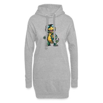 Dinosaur T-Rex Comic Holiday - Hoodie Dress - heather grey - Front
