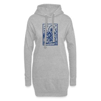 Oktopus auf Fahrrad maritime Illustration - Hoodie-Kleid - Grau meliert - Vorne