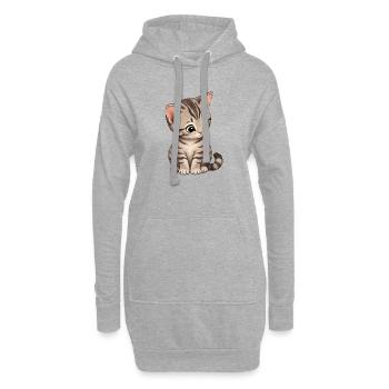 Kätzchen - Hoodie-Kleid - Grau meliert - Vorne