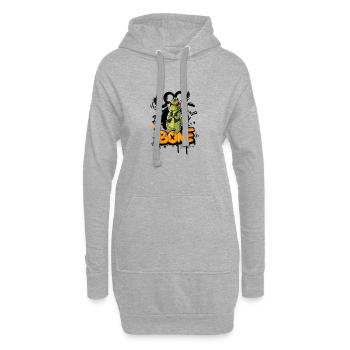 Lässiger Dino BONE Schrift - Hoodie-Kleid - Grau meliert - Vorne