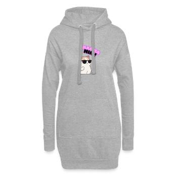 Katzencool mit Sonnenbrille – Miau - Hoodie-Kleid - Grau meliert - Vorne