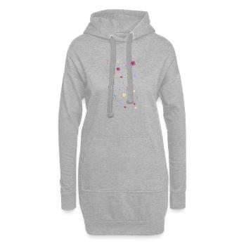 Dispersion de fleurs sur le noir - Sweat-shirt à capuche long Femme - gris chiné - Devant