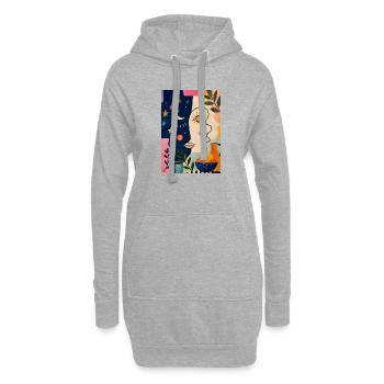 Boho Gesicht Kunst Tag und Nacht - Hoodie-Kleid - Grau meliert - Vorne
