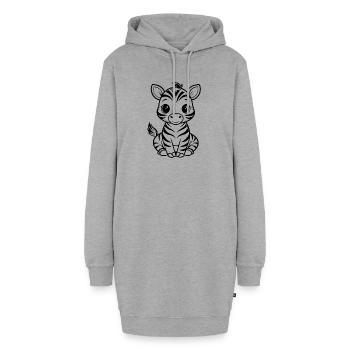 Süßes Zebra - Hoodie-Kleid - Grau meliert - Vorne