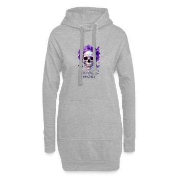 Memento Mori Neon Floral Skull - Hoodie Dress - heather grey - Front