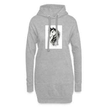 Tête de cheval peinte - Sweat-shirt à capuche long Femme - gris chiné - Devant