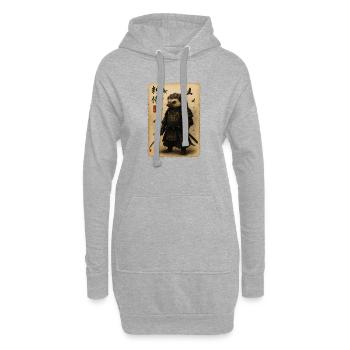 Igel-Samurai auf Pergament - Hoodie-Kleid - Grau meliert - Vorne