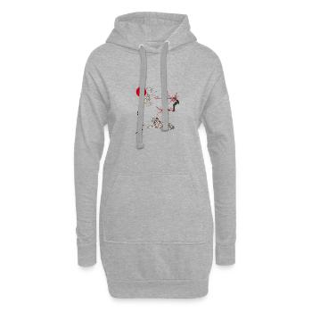 Japan Tiger Ukiyo-e mit Kirschblüten und Pagode - Hoodie-Kleid - Grau meliert - Vorne