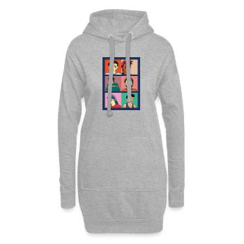 Portraits et expressions faciales dans le style anime - Sweat-shirt à capuche long Femme - gris chiné - Devant