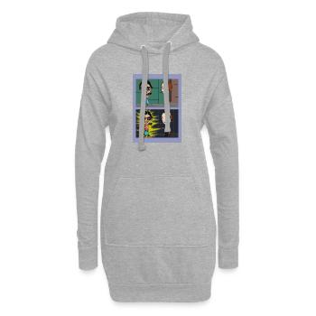 Une nouvelle en deux illustrations - Sweat-shirt à capuche long Femme - gris chiné - Devant