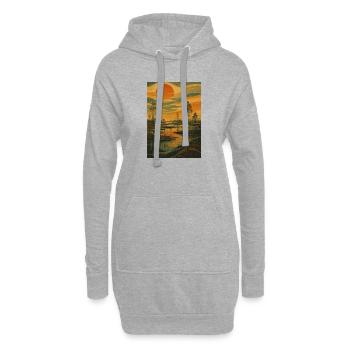 Rêves de zones humides — Ciel brûlant - Sweat-shirt à capuche long Femme - gris chiné - Devant