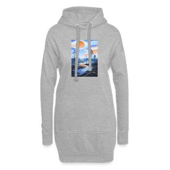 Feuchtgebietsträume — Blauer Himmel - Hoodie-Kleid - Grau meliert - Vorne
