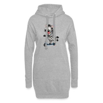 Dessin animé drôle de zèbre sur scooter - Sweat-shirt à capuche long Femme - gris chiné - Devant