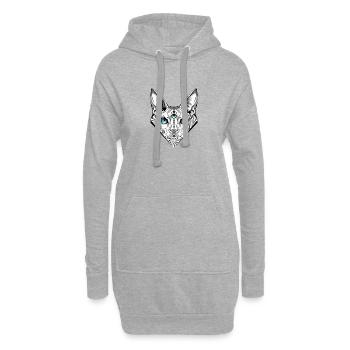 Blaue dreiäugige Sphinx - Hoodie-Kleid - Grau meliert - Vorne