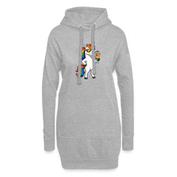 Cooles Einhorn mit Cocktail - Hoodie-Kleid - Grau meliert - Vorne