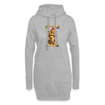 Weinkönigin im Schrebergarten - Hoodie-Kleid - Grau meliert - Vorne
