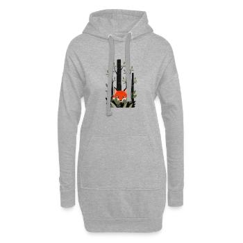 Fox peeping through leaves - Hoodie Dress - heather grey - Front