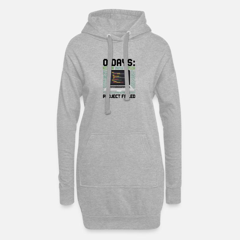 Techie 0 Days Since My Last Project Failed - Hoodie-Kleid - Grau meliert