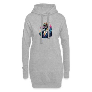 Dragon en costume - Sweat-shirt à capuche long Femme - gris chiné - Devant