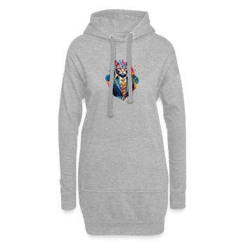 Chat en costume - Sweat-shirt à capuche long Femme - gris chiné - Devant