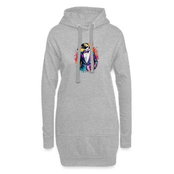 Pingouin en costume - Sweat-shirt à capuche long Femme - gris chiné - Devant
