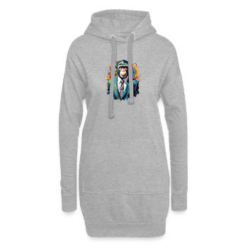 Singe en costume - Sweat-shirt à capuche long Femme - gris chiné - Devant