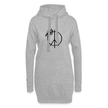 Signe de la Paix Dessin de la Paix Croquis noir - Sweat-shirt à capuche long Femme - gris chiné - Devant