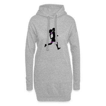 Icône de la femme de la course à pied marathon - Sweat-shirt à capuche long Femme - gris chiné - Devant