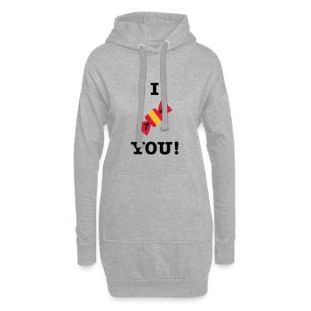 I love you Bonbon Süßigkeiten Süßigkeit Spruch - Hoodie-Kleid - Grau meliert - Vorne